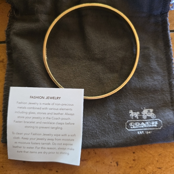 NEW Coach yellow gold plated black and white enamel bangle bracelet. - Picture 8 of 9